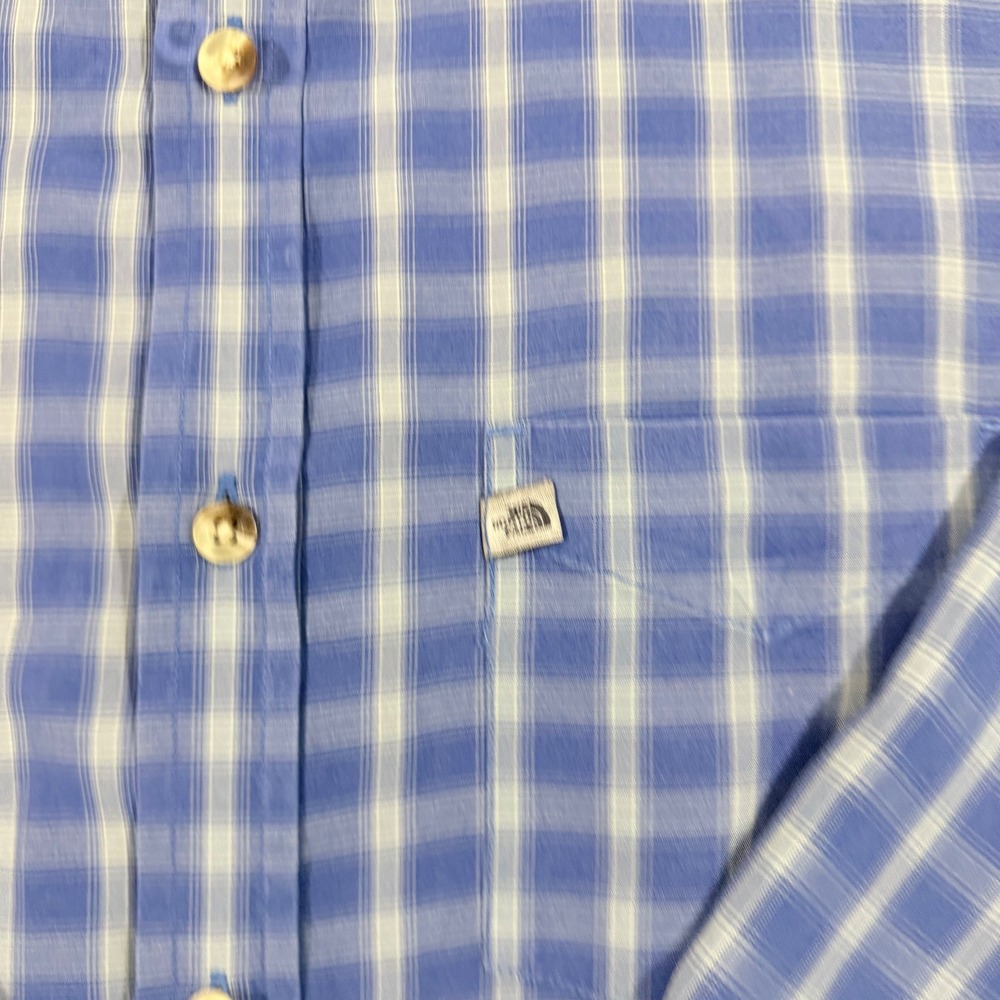 The North Face‎ Button Down Mens L Blue Plaid Long Sleeve AB5E Hiking Shirt - Picture 4 of 9